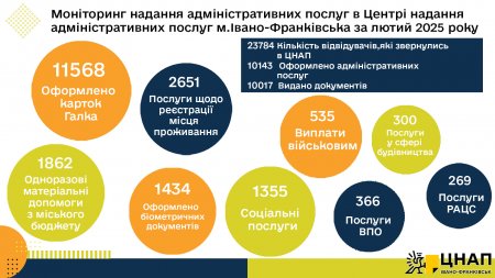 Моніторинг надання адміністративних послуг у лютому 2025 рок